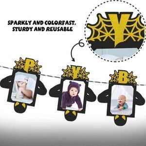 Spiderman Birthday Decorations Black Gold Happy Birthday Photo Banner for Newbor